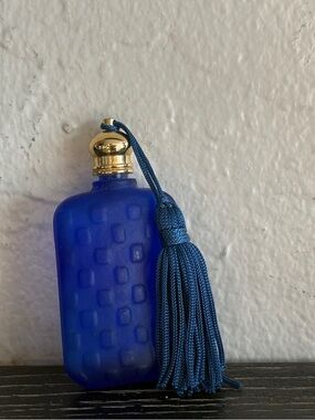 Vintage Empty Cobalt Blue Perfume Bottle, Frosted Glass Atomizer Bottle